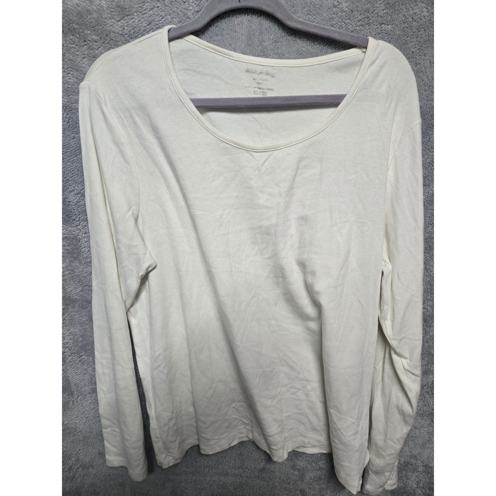 White Stag Womens XXL Cream Cotton Long Sleeve Scoop Neck T-Shirt Plus Size 20